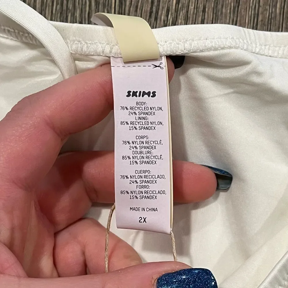 NWT Skims Signature Swim Dipped Tie Bikini Bottom Beach Swimwear Marble Size 2X